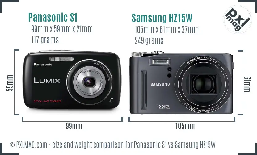 Panasonic S1 vs Samsung HZ15W size comparison