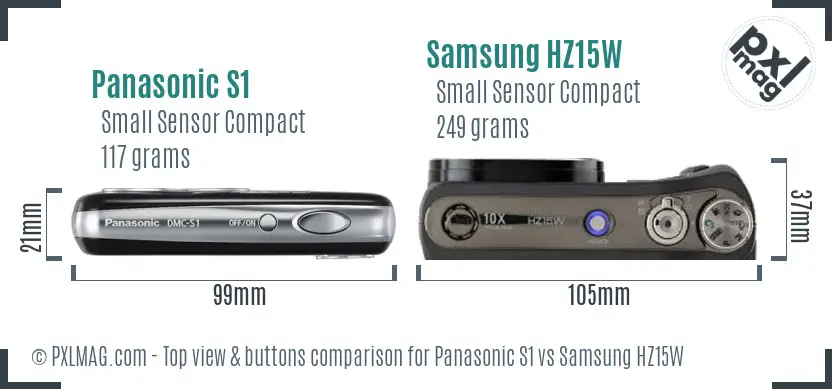 Panasonic S1 vs Samsung HZ15W top view buttons comparison