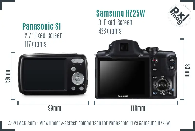 Panasonic S1 vs Samsung HZ25W Screen and Viewfinder comparison