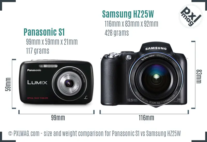 Panasonic S1 vs Samsung HZ25W size comparison