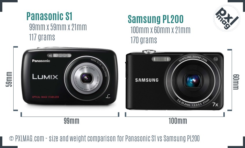 Panasonic S1 vs Samsung PL200 size comparison