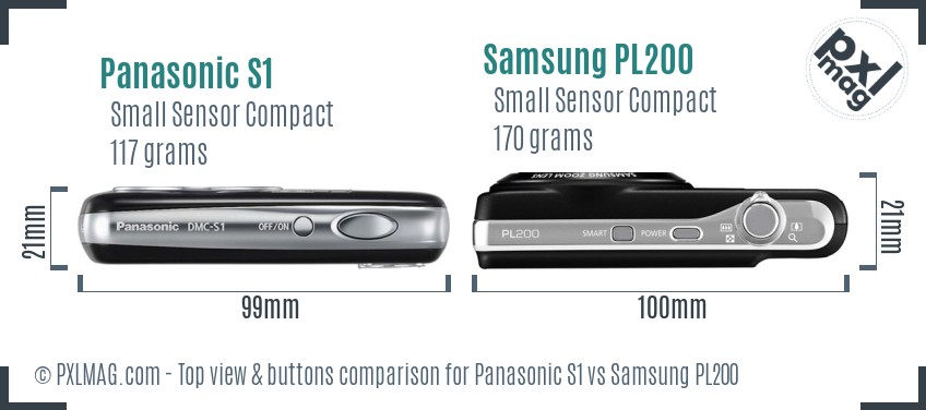 Panasonic S1 vs Samsung PL200 top view buttons comparison