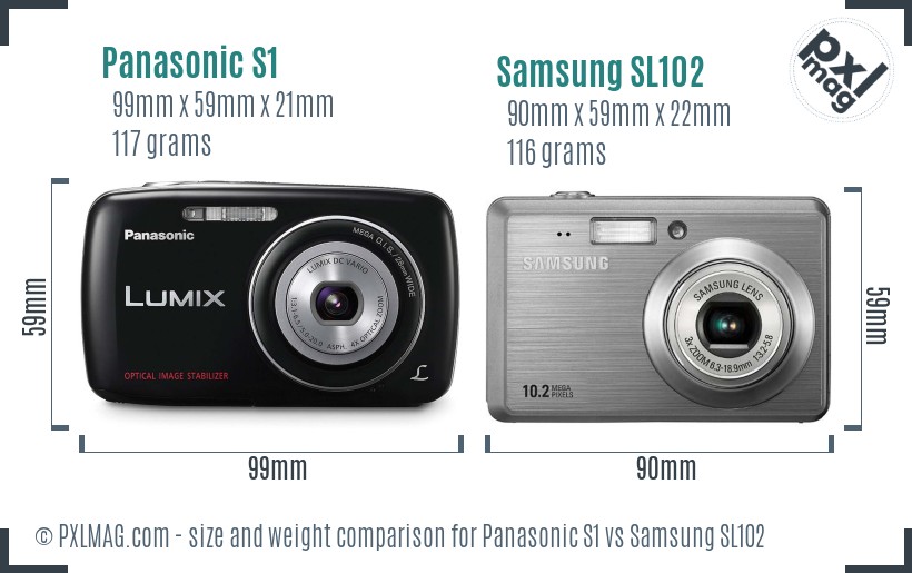 Panasonic S1 vs Samsung SL102 size comparison