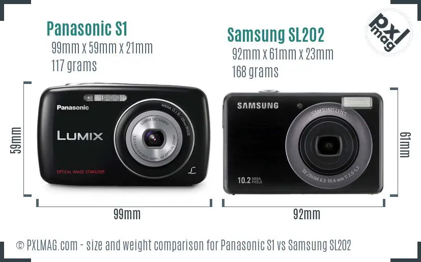 Panasonic S1 vs Samsung SL202 size comparison