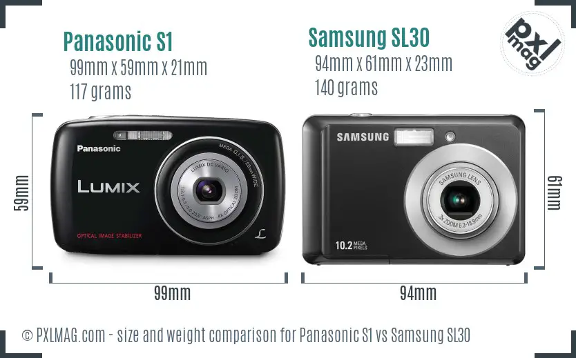 Panasonic S1 vs Samsung SL30 size comparison
