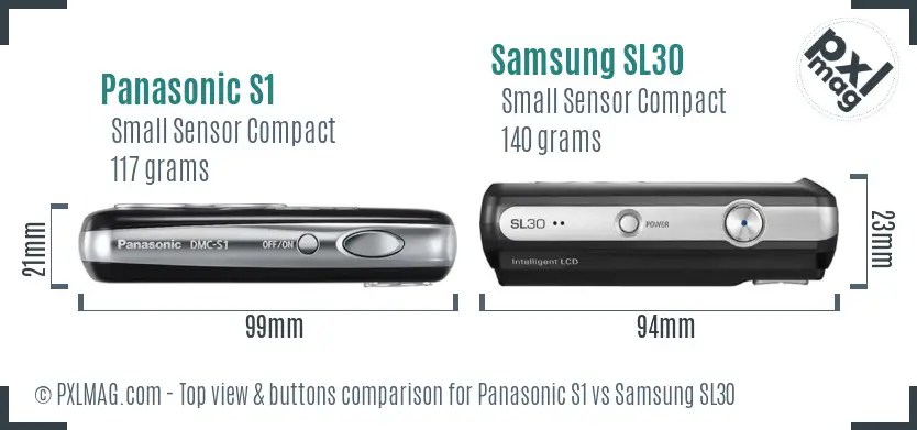 Panasonic S1 vs Samsung SL30 top view buttons comparison