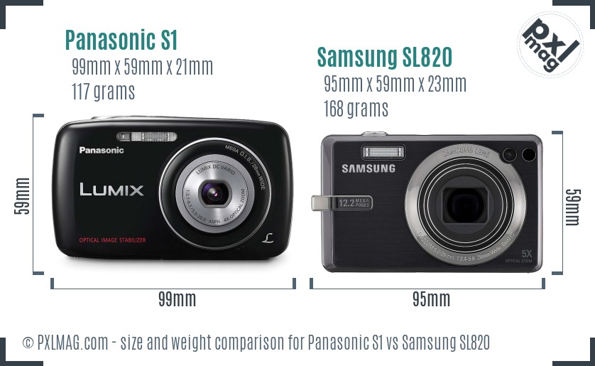 Panasonic S1 vs Samsung SL820 size comparison