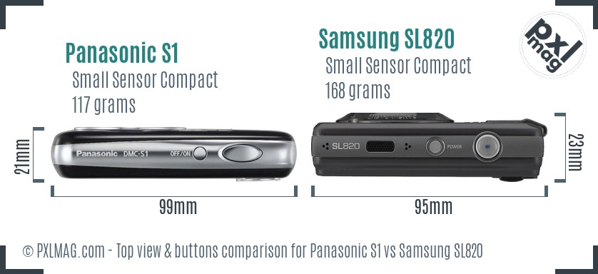Panasonic S1 vs Samsung SL820 top view buttons comparison