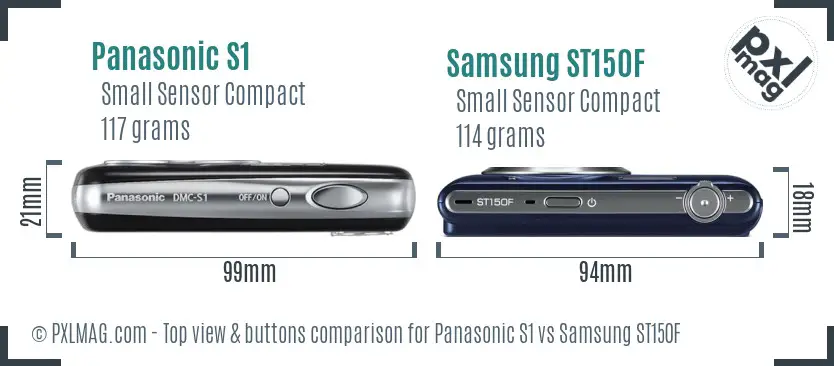 Panasonic S1 vs Samsung ST150F top view buttons comparison