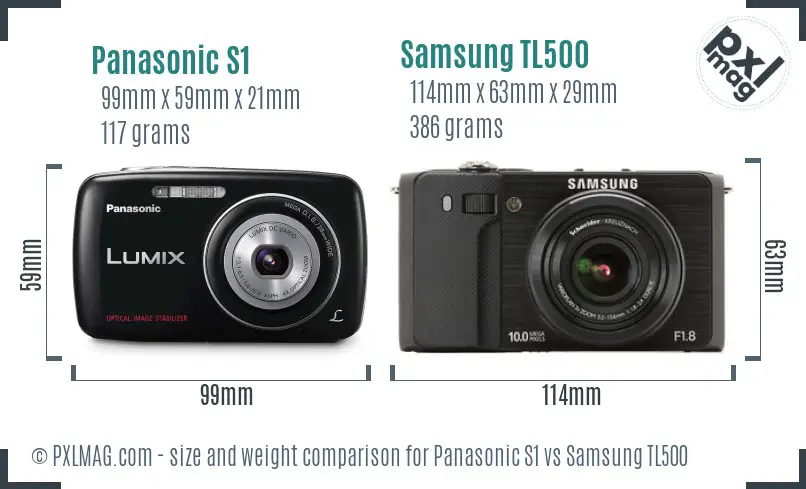 Panasonic S1 vs Samsung TL500 size comparison