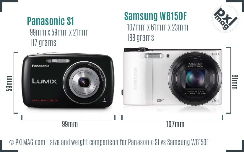 Panasonic S1 vs Samsung WB150F size comparison