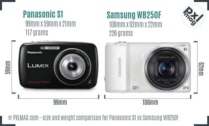 Panasonic S1 vs Samsung WB250F size comparison