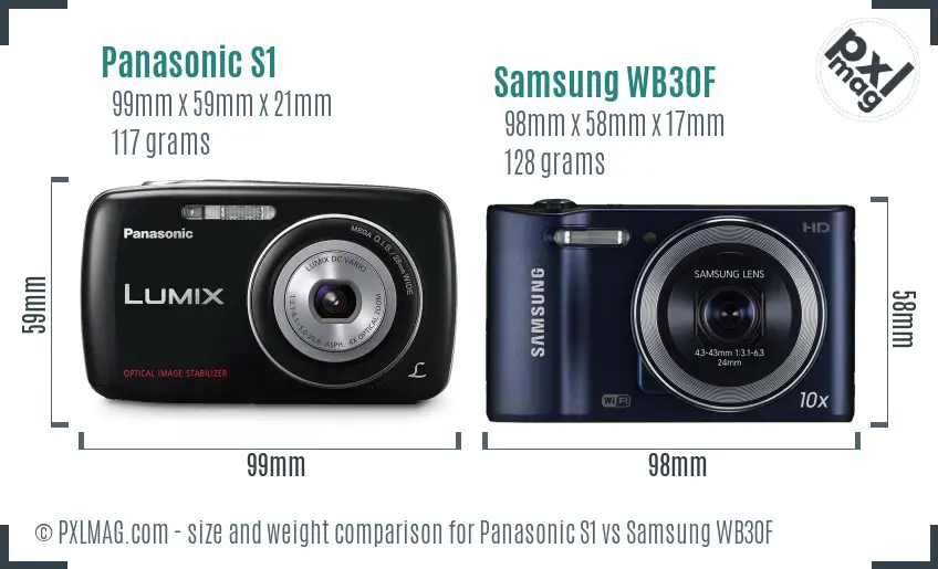 Panasonic S1 vs Samsung WB30F size comparison