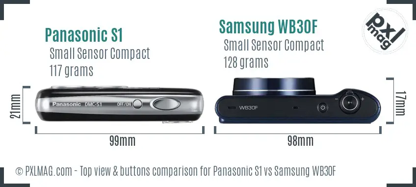 Panasonic S1 vs Samsung WB30F top view buttons comparison