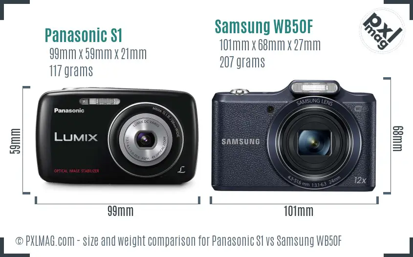 Panasonic S1 vs Samsung WB50F size comparison