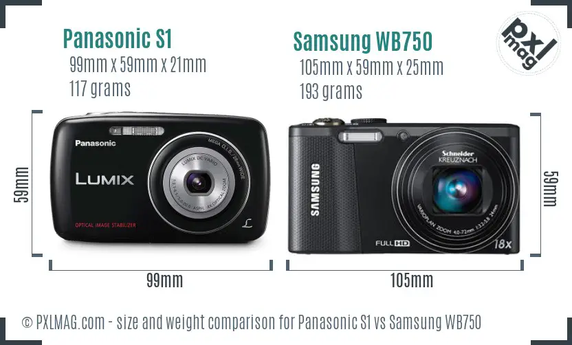 Panasonic S1 vs Samsung WB750 size comparison