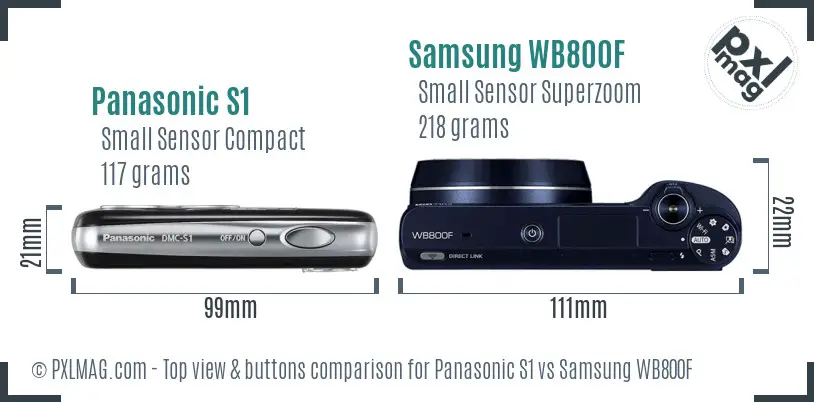 Panasonic S1 vs Samsung WB800F top view buttons comparison Panasonic S1 vs Samsung WB800F top view buttons comparison