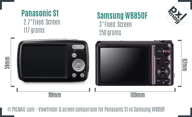 Panasonic S1 vs Samsung WB850F Screen and Viewfinder comparison