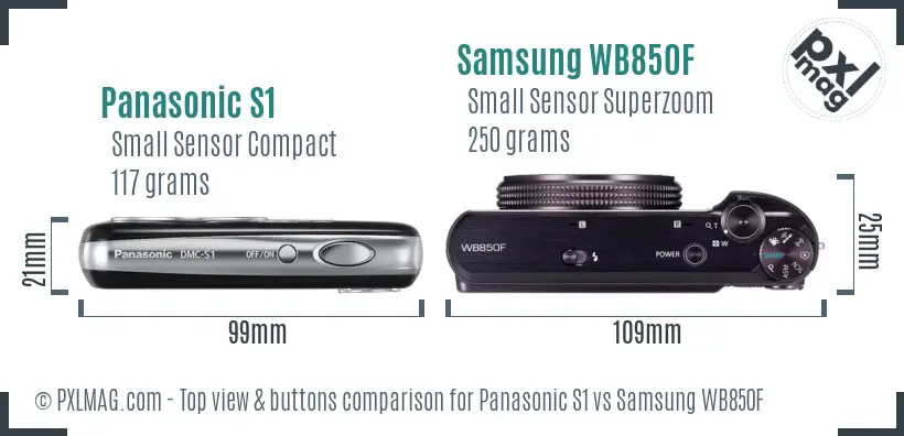 Panasonic S1 vs Samsung WB850F top view buttons comparison
