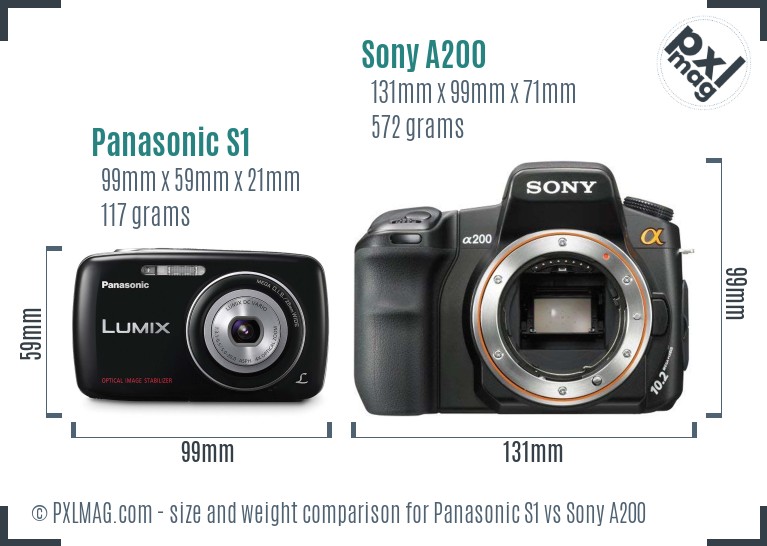Panasonic S1 vs Sony A200 size comparison