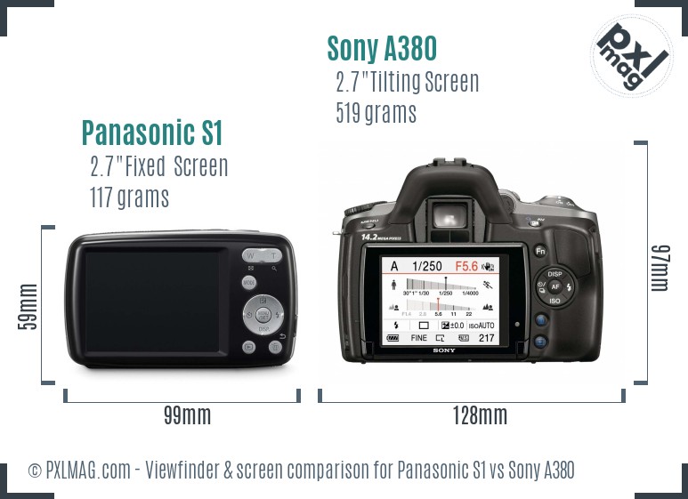 Panasonic S1 vs Sony A380 Screen and Viewfinder comparison
