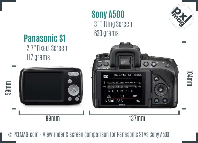 Panasonic S1 vs Sony A500 Screen and Viewfinder comparison