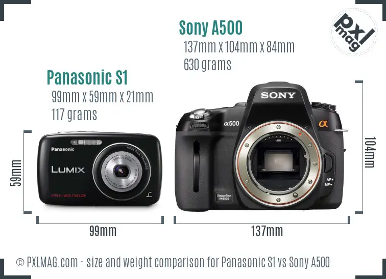 Panasonic S1 vs Sony A500 size comparison