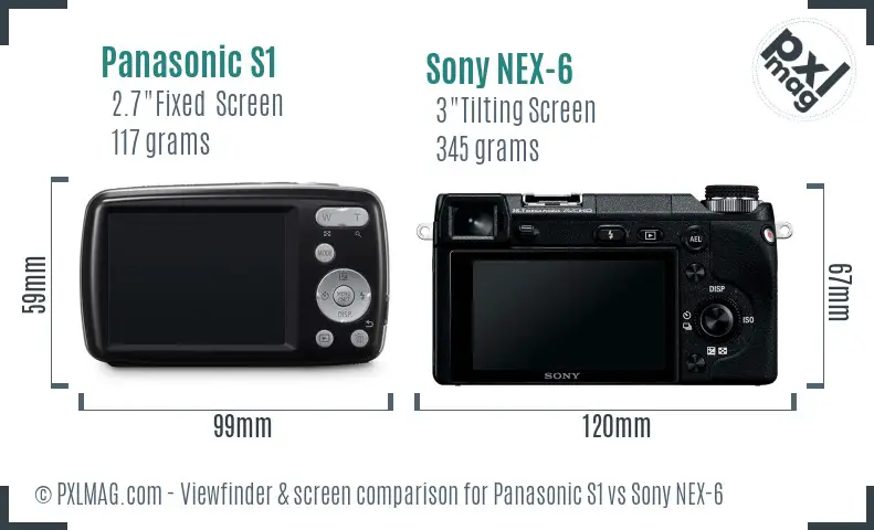 Panasonic S1 vs Sony NEX-6 Screen and Viewfinder comparison Panasonic S1 vs Sony NEX-6 Screen and Viewfinder comparison