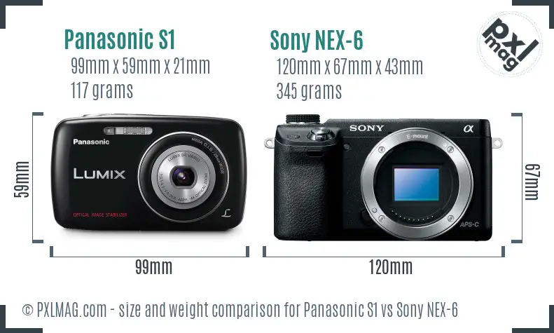 Panasonic S1 vs Sony NEX-6 size comparison Panasonic S1 vs Sony NEX-6 size comparison