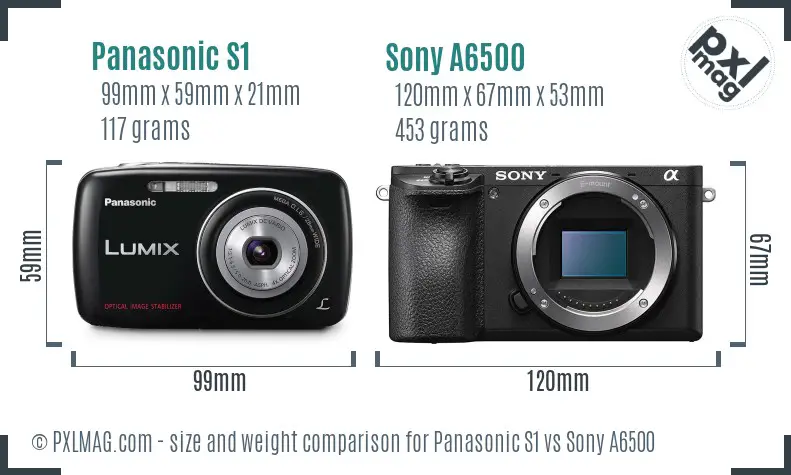 Panasonic S1 vs Sony A6500 size comparison