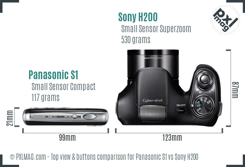 Panasonic S1 vs Sony H200 top view buttons comparison