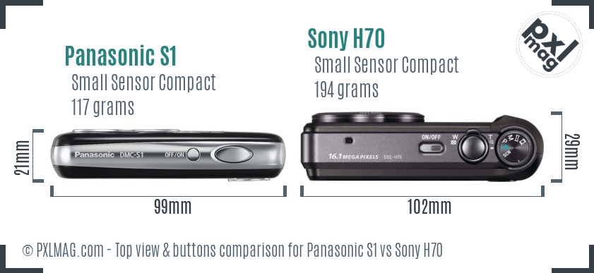 Panasonic S1 vs Sony H70 top view buttons comparison
