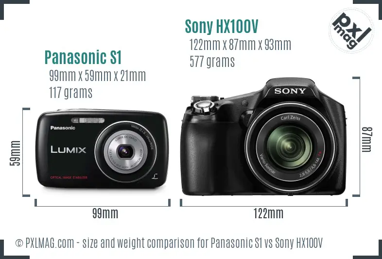 Panasonic S1 vs Sony HX100V size comparison