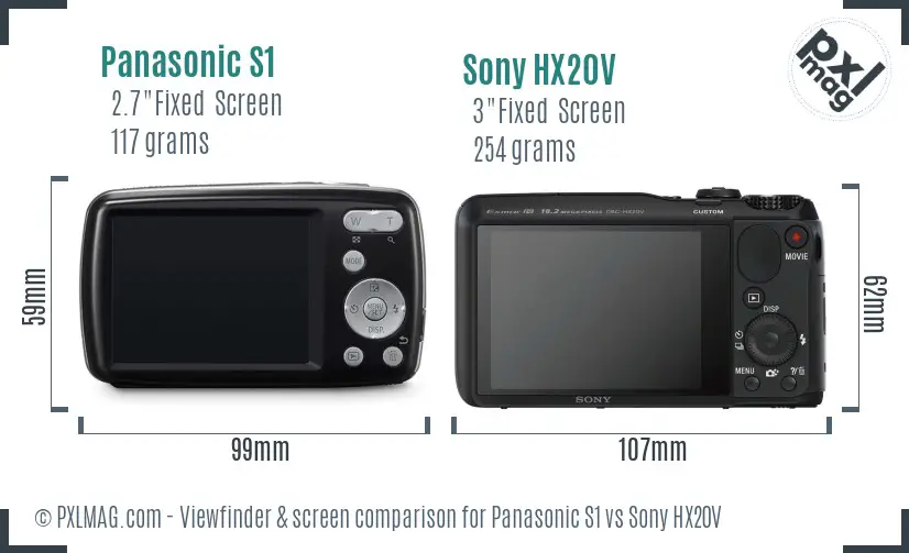 Panasonic S1 vs Sony HX20V Screen and Viewfinder comparison Panasonic S1 vs Sony HX20V Screen and Viewfinder comparison