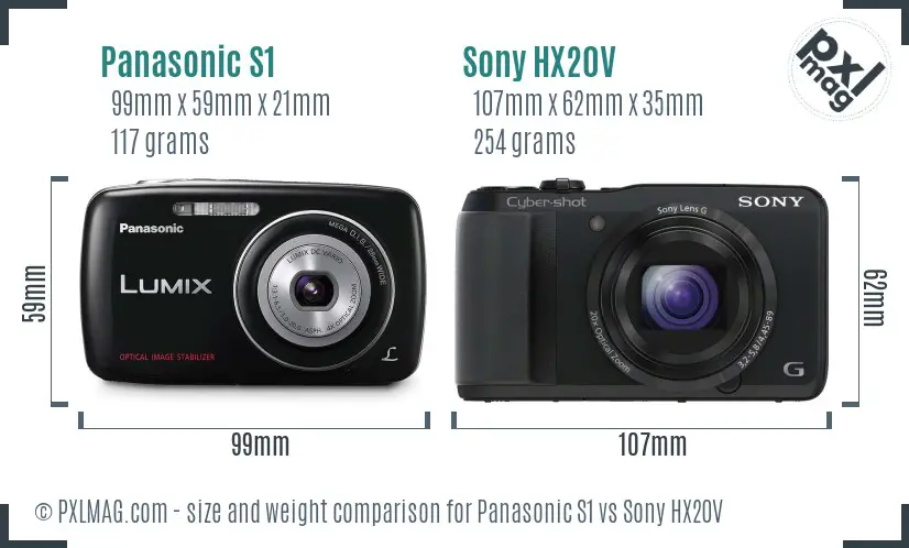 Panasonic S1 vs Sony HX20V size comparison Panasonic S1 vs Sony HX20V size comparison