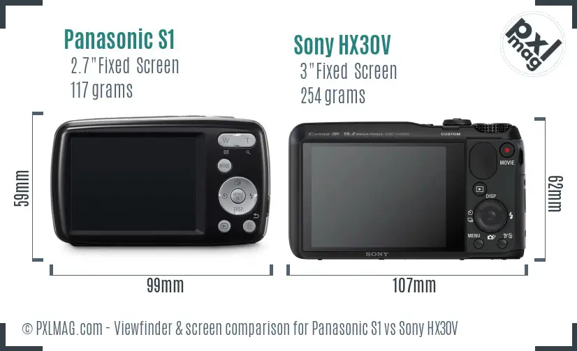 Panasonic S1 vs Sony HX30V Screen and Viewfinder comparison