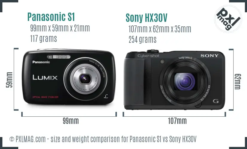 Panasonic S1 vs Sony HX30V size comparison