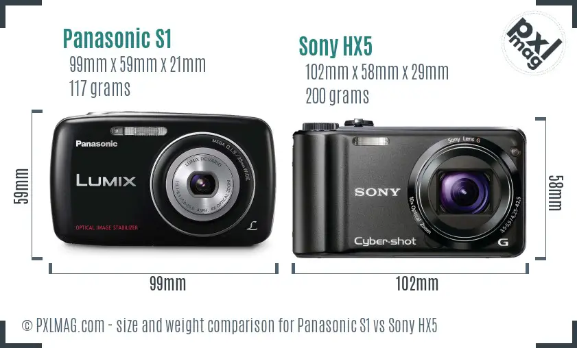 Panasonic S1 vs Sony HX5 size comparison