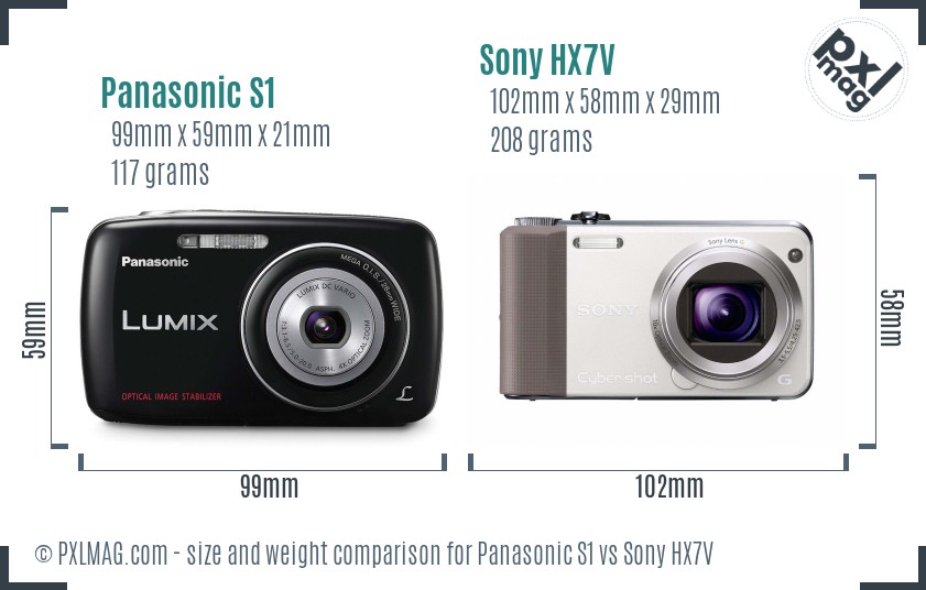 Panasonic S1 vs Sony HX7V size comparison
