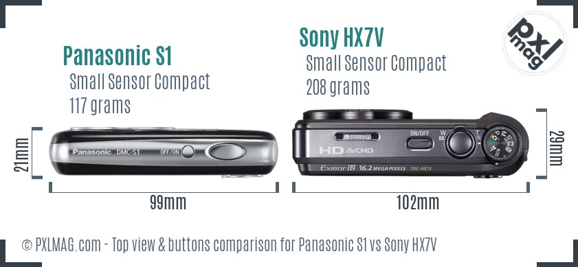 Panasonic S1 vs Sony HX7V top view buttons comparison