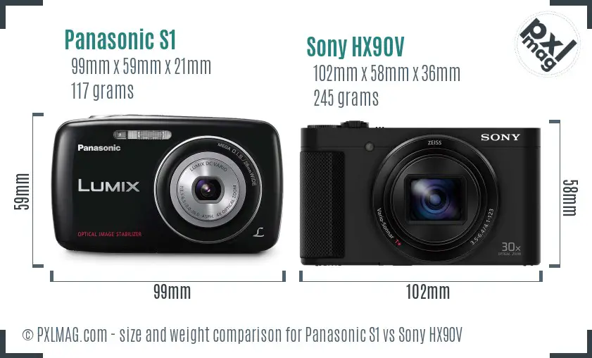 Panasonic S1 vs Sony HX90V size comparison