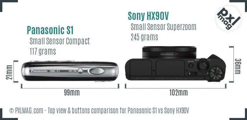 Panasonic S1 vs Sony HX90V top view buttons comparison