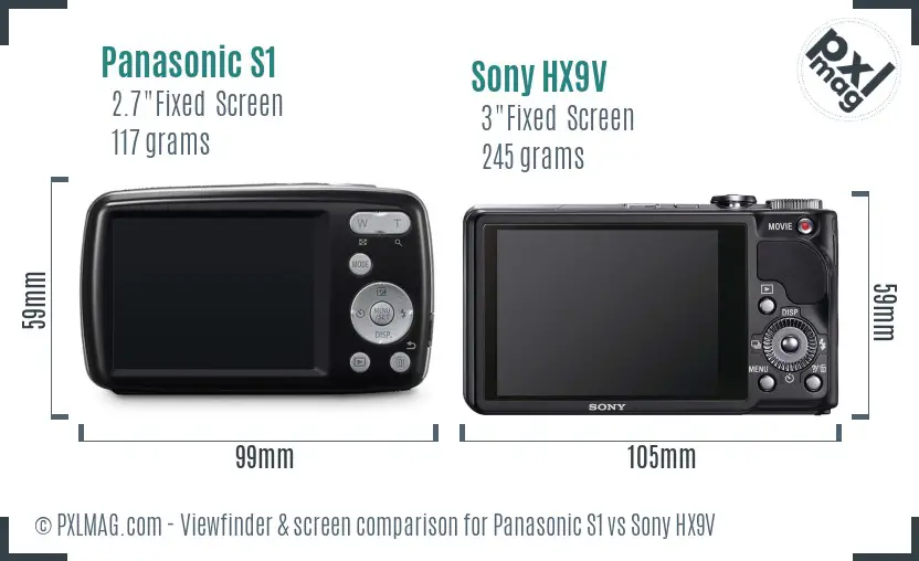 Panasonic S1 vs Sony HX9V Screen and Viewfinder comparison