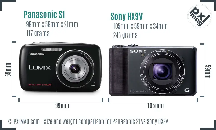Panasonic S1 vs Sony HX9V size comparison Panasonic S1 vs Sony HX9V size comparison