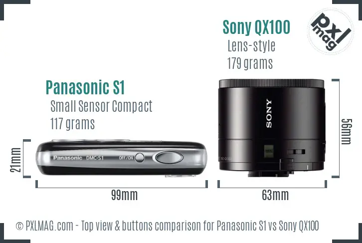 Panasonic S1 vs Sony QX100 top view buttons comparison Panasonic S1 vs Sony QX100 top view buttons comparison