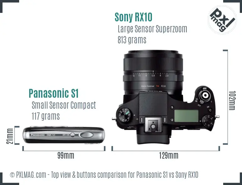 Panasonic S1 vs Sony RX10 top view buttons comparison Panasonic S1 vs Sony RX10 top view buttons comparison