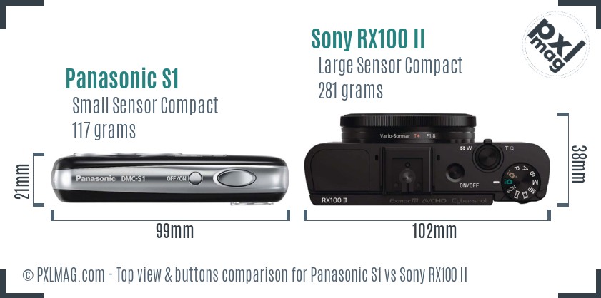 Panasonic S1 vs Sony RX100 II top view buttons comparison