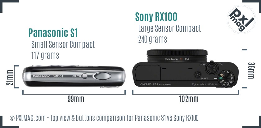 Panasonic S1 vs Sony RX100 top view buttons comparison