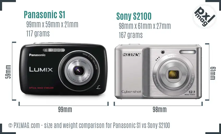 Panasonic S1 vs Sony S2100 size comparison