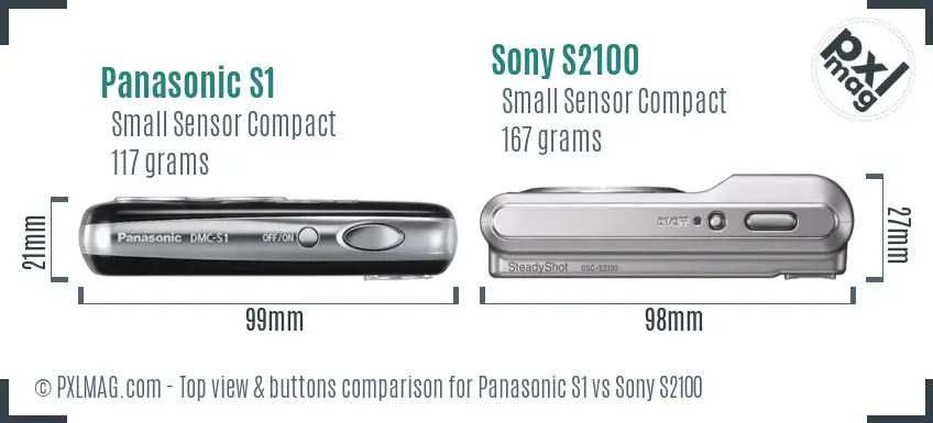 Panasonic S1 vs Sony S2100 top view buttons comparison